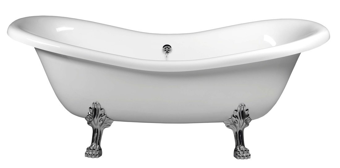 CHARLESTON volně stojící vana 188x83x69cm, nohy chrom mat, bílá